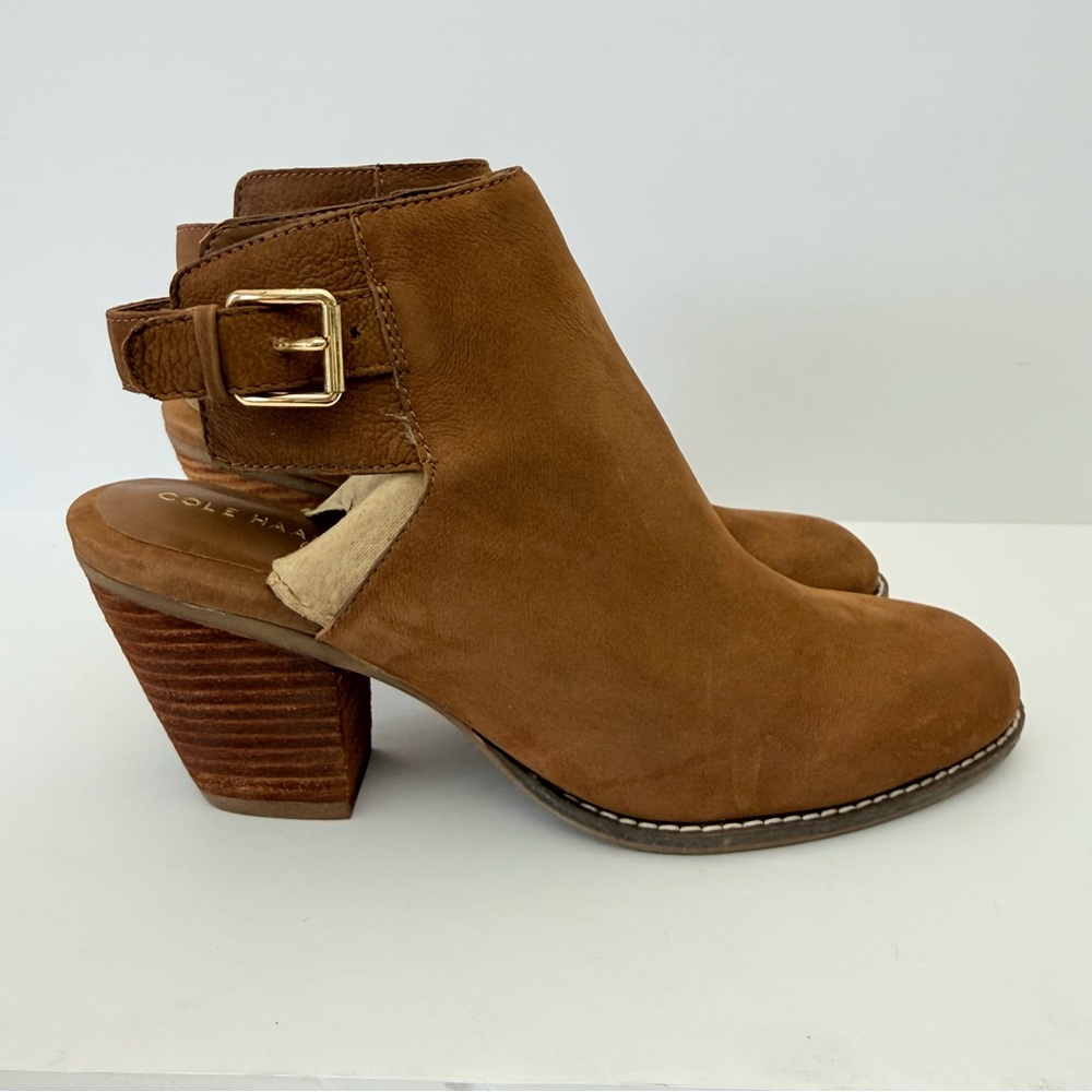 Cole Haan Pippa Block Heel Bootie Brown Leather Size 9B New